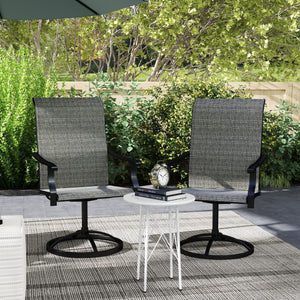 Outdoor Patio Swivel Chairs Set of 2, High Back Patio Dining Chairs with All-Weather Mesh Fabric and Metal Frame for Backyard, Lawn, Porch or Garden, Gray