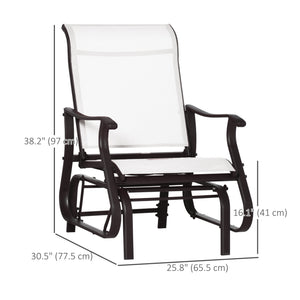 Outdoor Glider Chair, Patio Glider with Steel Frame and Mesh Fabric, Garden Chair for Backyard, Garden, and Porch, Cream White