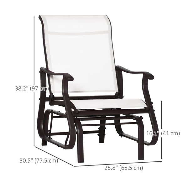 Outdoor Glider Chair, Patio Glider with Steel Frame and Mesh Fabric, Garden Chair for Backyard, Garden, and Porch, Cream White