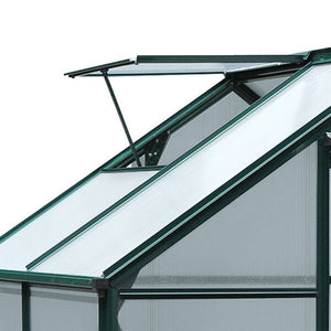 6' x 4' x 6.6' Polycarbonate Greenhouse, Walk-In Green House Kit Garden, Plants Grow, Galvanized Sheet Aluminum Frame with Rain Gutter, Vent and Sliding Door, Green