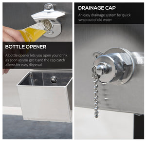 80 Quart Rolling Cooler Cart Portable Patio Ice Beer Beverage Cooling Bin for Outdoor Party w/ Bottle Opener & Storage Shelf Silver