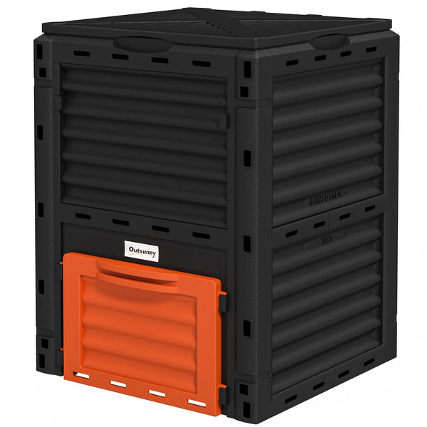 Garden Compost Bin 80 Gallon Outdoor Large Capacity Composter Fast Create Fertile Soil Aerating Box, Easy Assembly, Orange