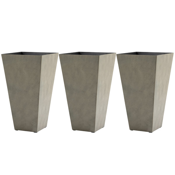 28" Tall Planters for Outdoor Plants with Drainage Hole, Set of 3 Taper Indoor Outdoor Planters, Large Plastic Garden Flower Pots for Porch, Patio, Yard, Mixed Grey