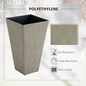 28" Tall Planters for Outdoor Plants with Drainage Hole, Set of 3 Taper Indoor Outdoor Planters, Large Plastic Garden Flower Pots for Porch, Patio, Yard, Mixed Grey