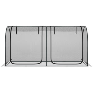 8' x 4' Crop Cage, Plant Protection Tent, with Two Zippered Doors and 4 Ground Stakes, for Garden, Yard, Lawn, Black