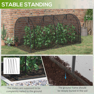 8' x 4' Crop Cage, Plant Protection Tent, with Two Zippered Doors and 4 Ground Stakes, for Garden, Yard, Lawn, Black