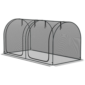 8' x 4' Crop Cage, Plant Protection Tent, with Two Zippered Doors and 4 Ground Stakes, for Garden, Yard, Lawn, Black