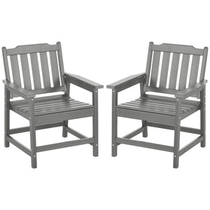 Outsunny All-Weather Patio Chairs Set of 2, HDPE Patio Dining Chair Set, Heavy Duty Wood-Like Outdoor Furniture for Garden, Backyard, Deck, Porch, Lawn, Gray