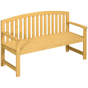 2 Seater Wooden Garden Bench with Armrest, Outdoor Furniture Chair for Park, Balcony, Orange