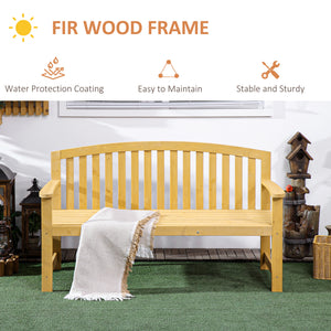 2 Seater Wooden Garden Bench with Armrest, Outdoor Furniture Chair for Park, Balcony, Orange