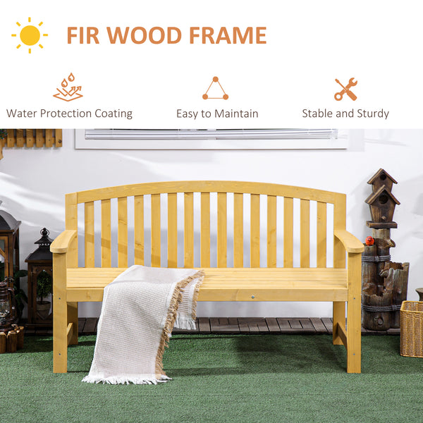 2 Seater Wooden Garden Bench with Armrest, Outdoor Furniture Chair for Park, Balcony, Orange