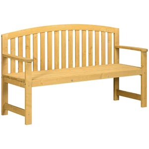 2 Seater Wooden Garden Bench with Armrest, Outdoor Furniture Chair for Park, Balcony, Orange