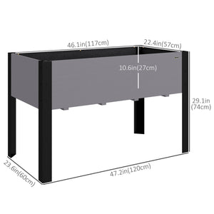 Raised Garden Bed, Elevated Planter Box, 47"x24"x29" with Legs, Metal Frame, Wooden Planter Pot for Backyard, Patio to Grow Vegetables, Herbs, and Flowers, Grey