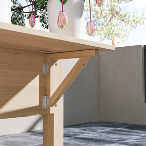 Raised Garden Bed, 81.5 x 23 x 30.5 in Elevated Wood Planter Box w/ Foldable Side Table and Bottom Shelf, Raised Planter w/ Bed Liners and Drainage Holes, Natural