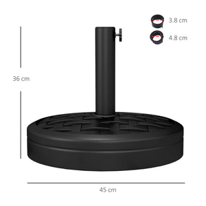 18kg Concrete Parasol Base with Rattan Effect, Heavy Duty Round Umbrella Stand, 45cm Dia. Patio Market Table Garden Parasol Stand for 38mm, 48mm Poles, Black