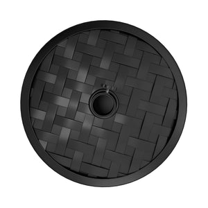 18kg Concrete Parasol Base with Rattan Effect, Heavy Duty Round Umbrella Stand, 45cm Dia. Patio Market Table Garden Parasol Stand for 38mm, 48mm Poles, Black