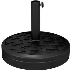 18kg Concrete Parasol Base with Rattan Effect, Heavy Duty Round Umbrella Stand, 45cm Dia. Patio Market Table Garden Parasol Stand for 38mm, 48mm Poles, Black
