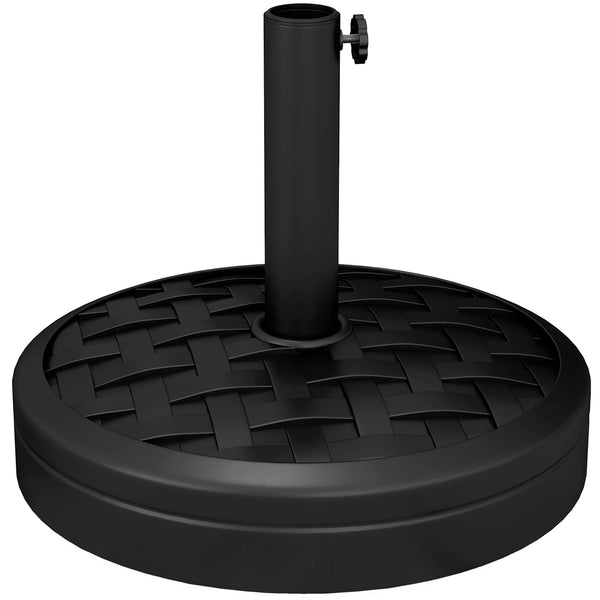 18kg Concrete Parasol Base with Rattan Effect, Heavy Duty Round Umbrella Stand, 45cm Dia. Patio Market Table Garden Parasol Stand for 38mm, 48mm Poles, Black