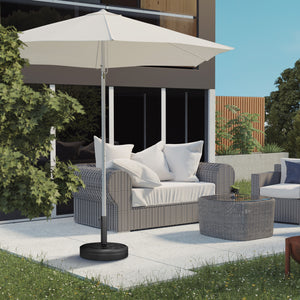 18kg Concrete Parasol Base with Rattan Effect, Heavy Duty Round Umbrella Stand, 45cm Dia. Patio Market Table Garden Parasol Stand for 38mm, 48mm Poles, Black