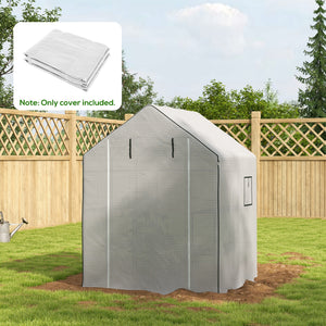 Walk-in Greenhouse Cover Replacement with Roll-up Door and Mesh Windows, Reinforced PE Hot House Cover, COVER ONLY, 140 x 143 x 190cm, White