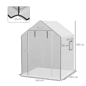 Walk-in Greenhouse Cover Replacement with Roll-up Door and Mesh Windows, Reinforced PE Hot House Cover, COVER ONLY, 140 x 143 x 190cm, White