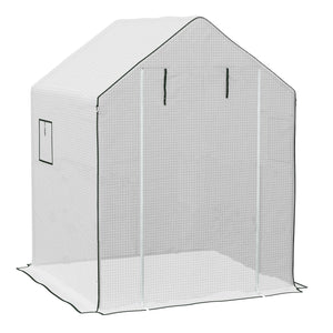 Walk-in Greenhouse Cover Replacement with Roll-up Door and Mesh Windows, Reinforced PE Hot House Cover, COVER ONLY, 140 x 143 x 190cm, White