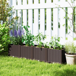 Plastic Raised Garden Bed, Outdoor Planter Box with Drainage Holes for Garden, Patio, Balcony, Deck, 63" x 15.7" x 14.6", Brown