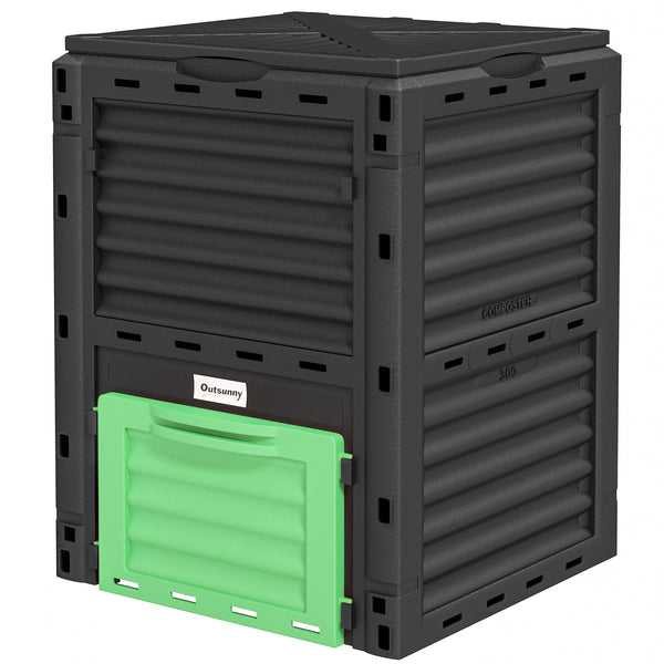 Garden Compost Bin 80 Gallon Outdoor Large Capacity Composter Fast Create Fertile Soil Aerating Box, Easy Assembly, Green