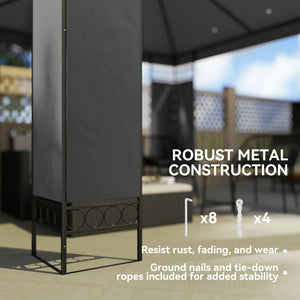 10 x 10 FT Canopy Gazebo, Double Roof Outdoor Gazebo with Screen Panels and Metal Frame, Patio Gazebo for Poolside, Garden, Deck, Backyard, Dark Grey