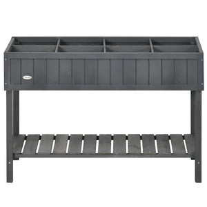 43" x 18" x 30" Raised Garden Bed, Wood Planter Box with Storage Shelf and 8 Pockets, to Grow Herbs, Vegetables, and Flowers, Dark Grey
