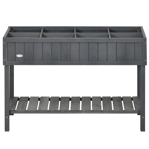 43" x 18" x 30" Raised Garden Bed, Wood Planter Box with Storage Shelf and 8 Pockets, to Grow Herbs, Vegetables, and Flowers, Dark Grey