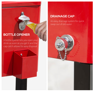 80 Quart Rolling Cooler Cart Portable Patio Ice Beer Beverage Cooling Bin for Outdoor Party w/ Bottle Opener & Storage Shelf Red