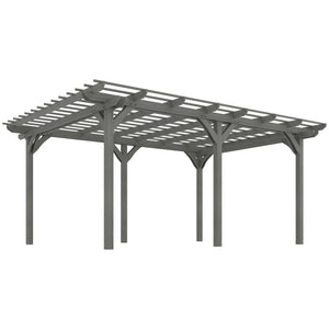 Outsunny 12' x 16' Outdoor Pergola, Wood Gazebo Grape Trellis with Stable Structure for Climbing Plant Support, Garden, Patio, Backyard, Deck, Gray