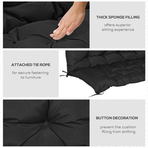 2 Seater Garden Bench Cushion, Thick Outdoor Non-Slip 2 Seater Soft Pad With Backrest for Garden Patio, 47" x 43" x 5", Black