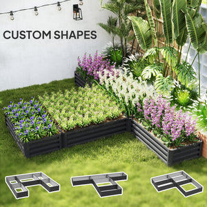 8 x 8ft DIY Raised Garden Bed, Set of 5 Large Steel Box Planters for Outdoor Plants, Vegetables, Flowers, Herbs, Easy Assembly, Dark Grey