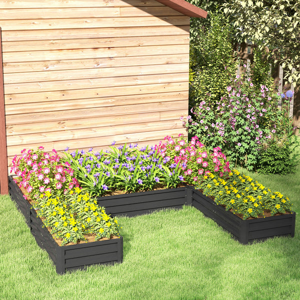 8 x 8ft DIY Raised Garden Bed, Set of 5 Large Steel Box Planters for Outdoor Plants, Vegetables, Flowers, Herbs, Easy Assembly, Dark Grey