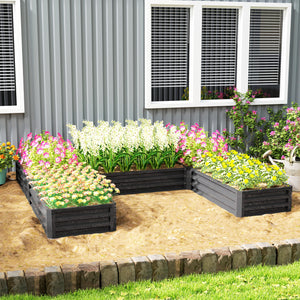 8 x 8ft DIY Raised Garden Bed, Set of 5 Large Steel Box Planters for Outdoor Plants, Vegetables, Flowers, Herbs, Easy Assembly, Dark Grey
