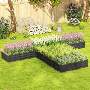 8 x 8ft DIY Raised Garden Bed, Set of 5 Large Steel Box Planters for Outdoor Plants, Vegetables, Flowers, Herbs, Easy Assembly, Dark Grey