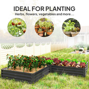 8 x 8ft DIY Raised Garden Bed, Set of 5 Large Steel Box Planters for Outdoor Plants, Vegetables, Flowers, Herbs, Easy Assembly, Dark Grey