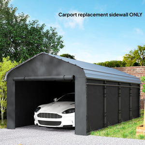 Carport Replacement Sidewall Panels Set of 4 for 10' x 15' Carports, UPF50+ Waterproof PE Tarp Replacement Side Wall Cover with Zipper Door, Top Cover and Frame Not Included, Dark Gray