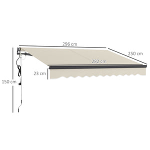 3 x 2.5m Electric Awning with Remote Controller, Aluminium Frame DIY Retractable Awning, UV30+ Sun Shade Canopy for Garden Patio Deck Door Window, Beige