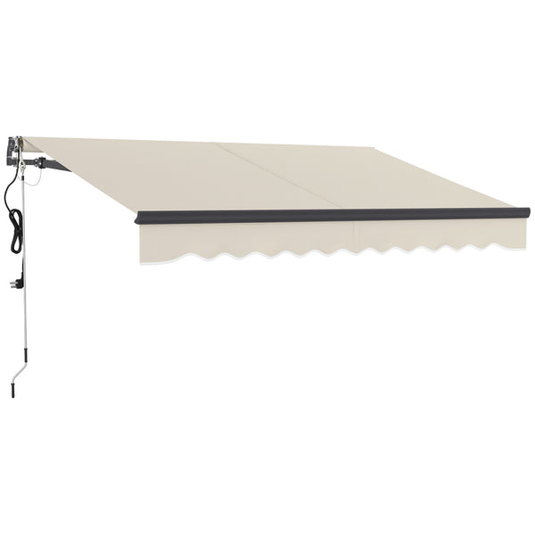 3 x 2.5m Electric Awning with Remote Controller, Aluminium Frame DIY Retractable Awning, UV30+ Sun Shade Canopy for Garden Patio Deck Door Window, Beige