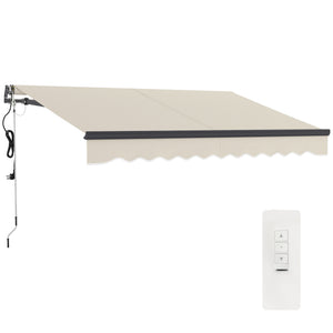 3 x 2.5m Electric Awning with Remote Controller, Aluminium Frame DIY Retractable Awning, UV30+ Sun Shade Canopy for Garden Patio Deck Door Window, Beige