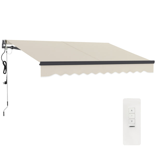 3 x 2.5m Electric Awning with Remote Controller, Aluminium Frame DIY Retractable Awning, UV30+ Sun Shade Canopy for Garden Patio Deck Door Window, Beige