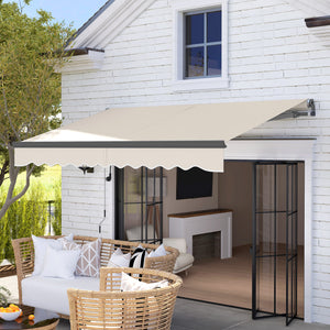 3 x 2.5m Electric Awning with Remote Controller, Aluminium Frame DIY Retractable Awning, UV30+ Sun Shade Canopy for Garden Patio Deck Door Window, Beige