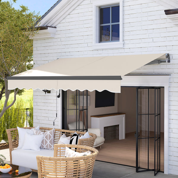 3 x 2.5m Electric Awning with Remote Controller, Aluminium Frame DIY Retractable Awning, UV30+ Sun Shade Canopy for Garden Patio Deck Door Window, Beige