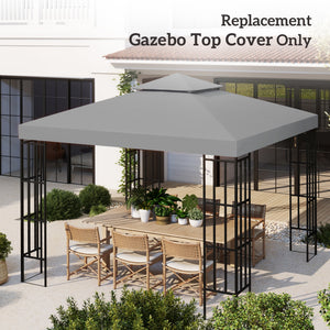 9.8' x 9.8' Square 2-Tier Gazebo Canopy Replacement Top Cover Outdoor Garden Sun Shade, Light Grey