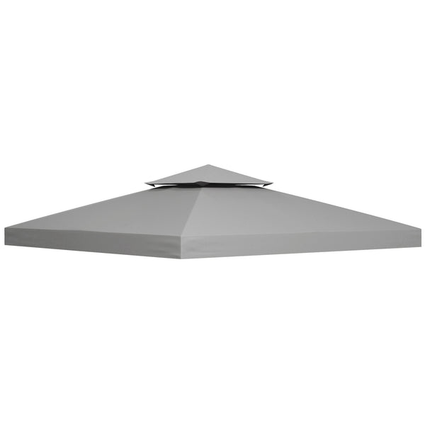 9.8' x 9.8' Square 2-Tier Gazebo Canopy Replacement Top Cover Outdoor Garden Sun Shade, Light Grey