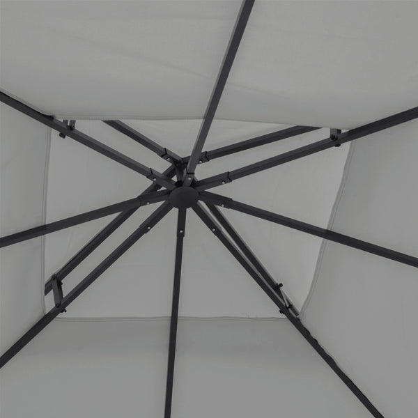 9.8' x 9.8' Square 2-Tier Gazebo Canopy Replacement Top Cover Outdoor Garden Sun Shade, Light Grey
