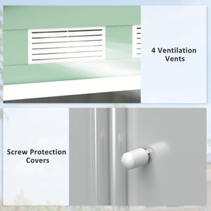 7 x 4ft Metal Garden Shed, Outdoor Storage Tool House with Ventilation Slots, Foundation Kit and Lockable Double Doors, Light Green
